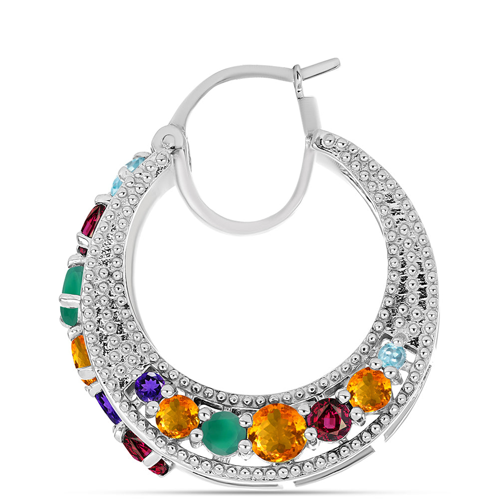 Silberohrringe mit marokkanischem Amethyst und grünem Achat 2 