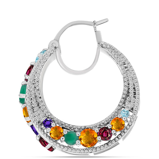 Silberohrringe mit marokkanischem Amethyst und grünem Achat