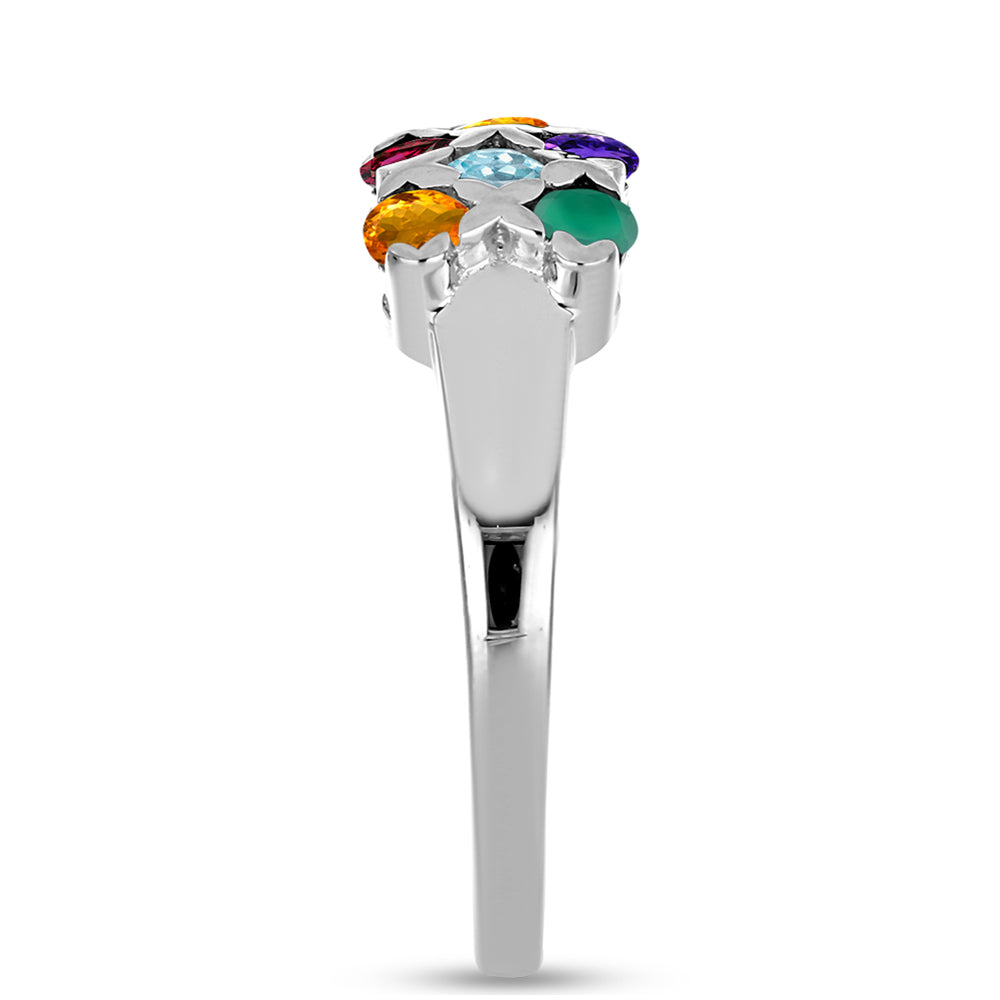 Silberring mit marokkanischem Amethyst und grünem Achat