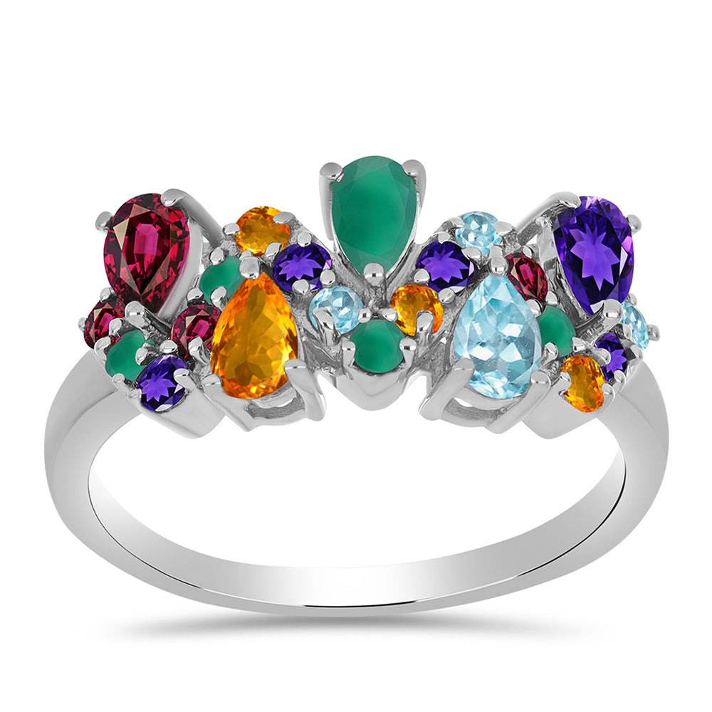 Silberring mit marokkanischem Amethyst und grünem Achat 3 