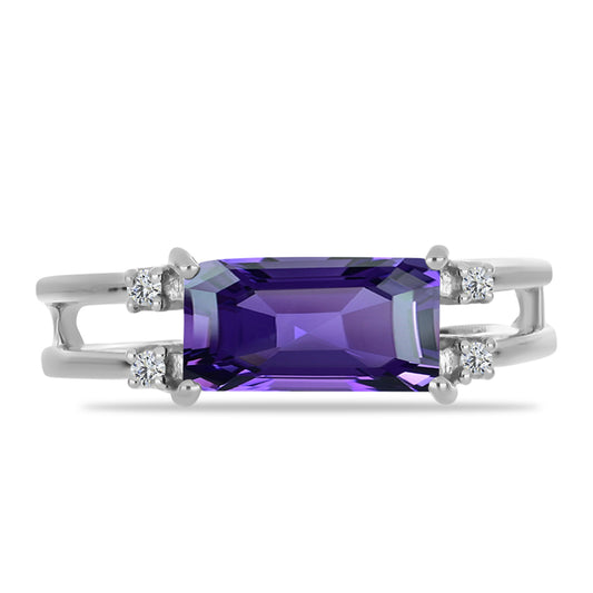 Silberring mit marokkanischem Amethyst und weißem Topas
