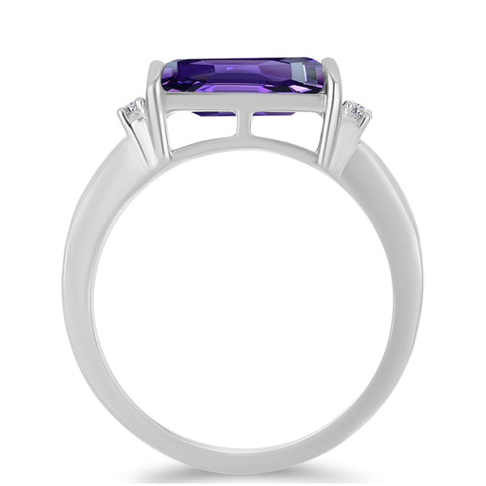 Silberring mit marokkanischem Amethyst und weißem Topas