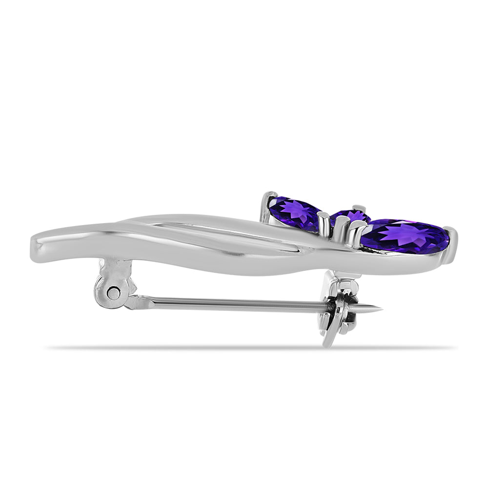 Silberbrosche mit marokkanischem Amethyst 2 