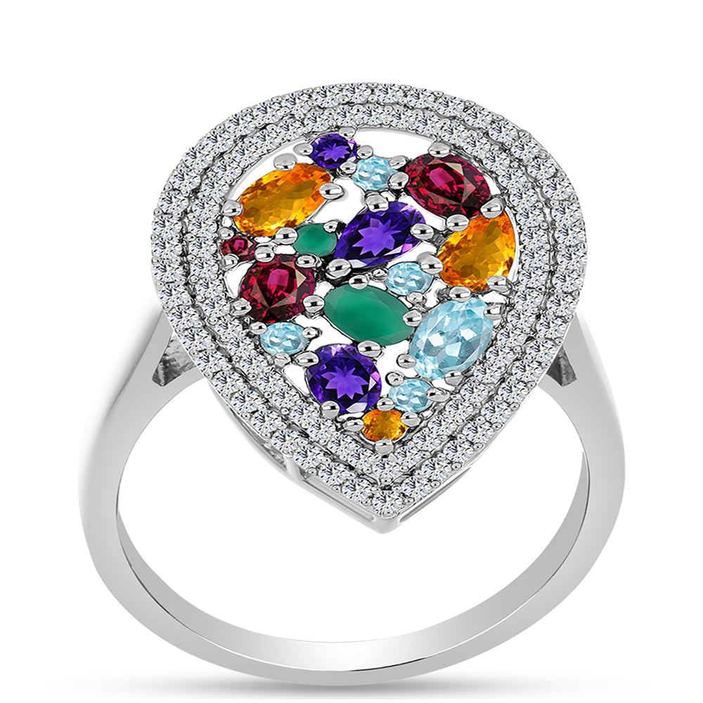 Silberring mit marokkanischem Amethyst und grünem Achat 3 