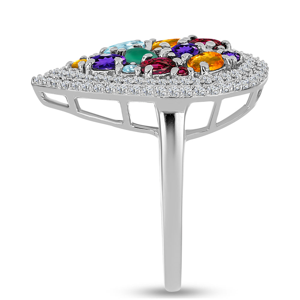 Silberring mit marokkanischem Amethyst und grünem Achat 4 