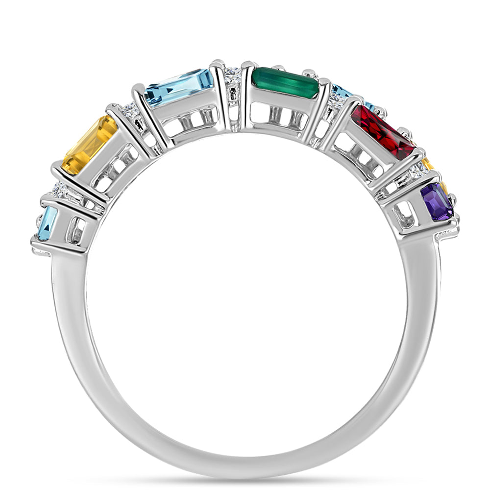 Silberring mit marokkanischem Amethyst und grünem Achat