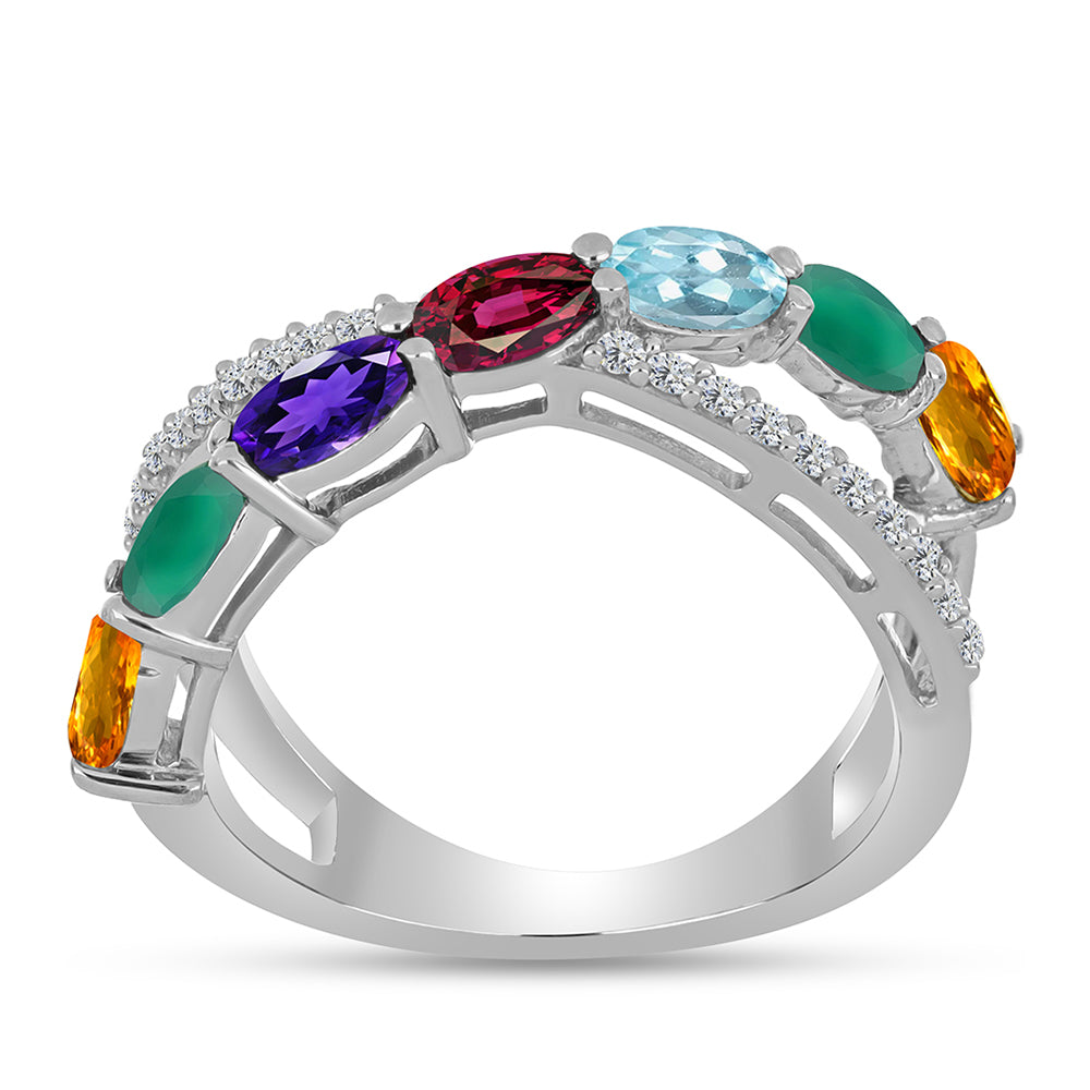 Silberring mit marokkanischem Amethyst und grünem Achat 3 