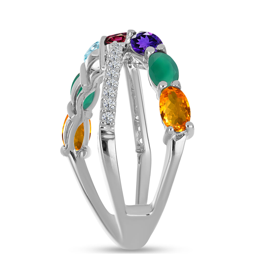 Silberring mit marokkanischem Amethyst und grünem Achat 4 