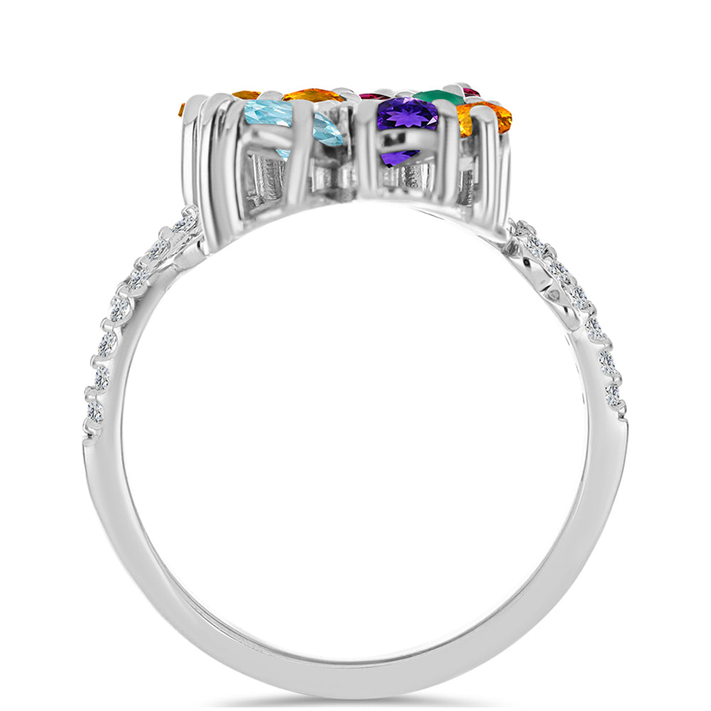 Silberring mit marokkanischem Amethyst und grünem Achat 2 