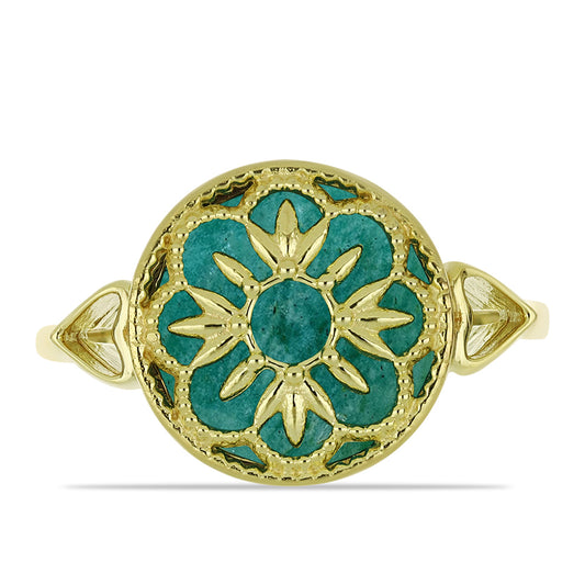 Goldplattierter Silberring mit Amazonit