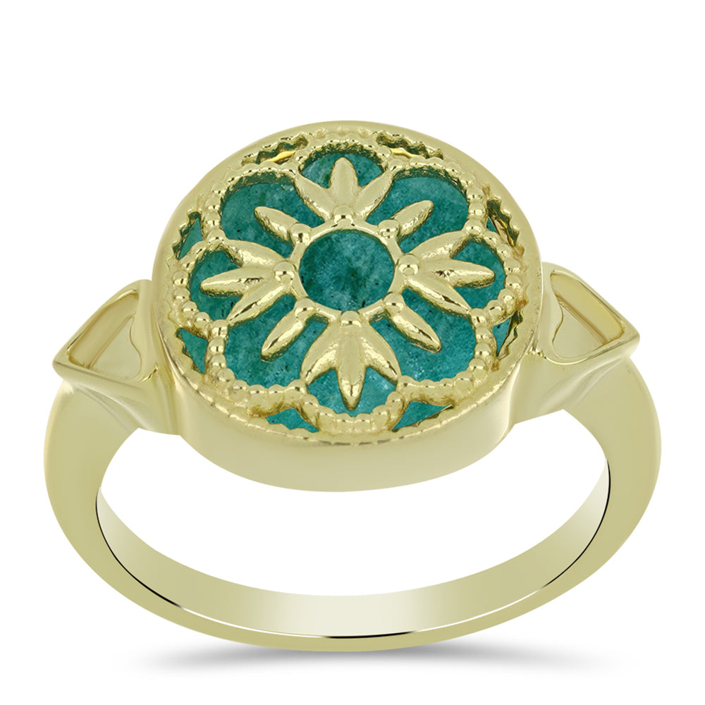 Goldplattierter Silberring mit Amazonit 3 