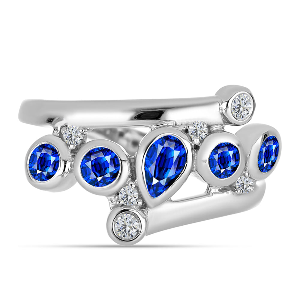 Silberring mit australischem blauem Saphir und weißem Topas