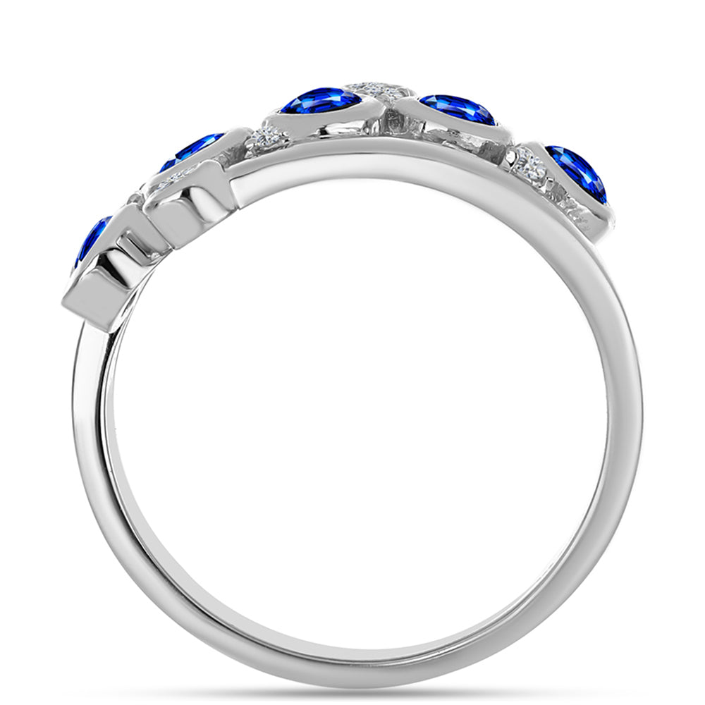 Silberring mit australischem blauem Saphir und weißem Topas