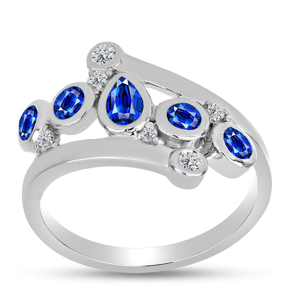 Silberring mit australischem blauem Saphir und weißem Topas