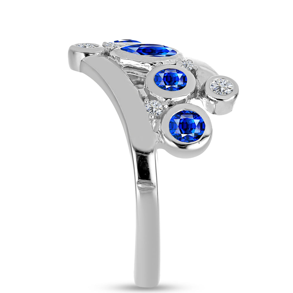 Silberring mit australischem blauem Saphir und weißem Topas 4 
