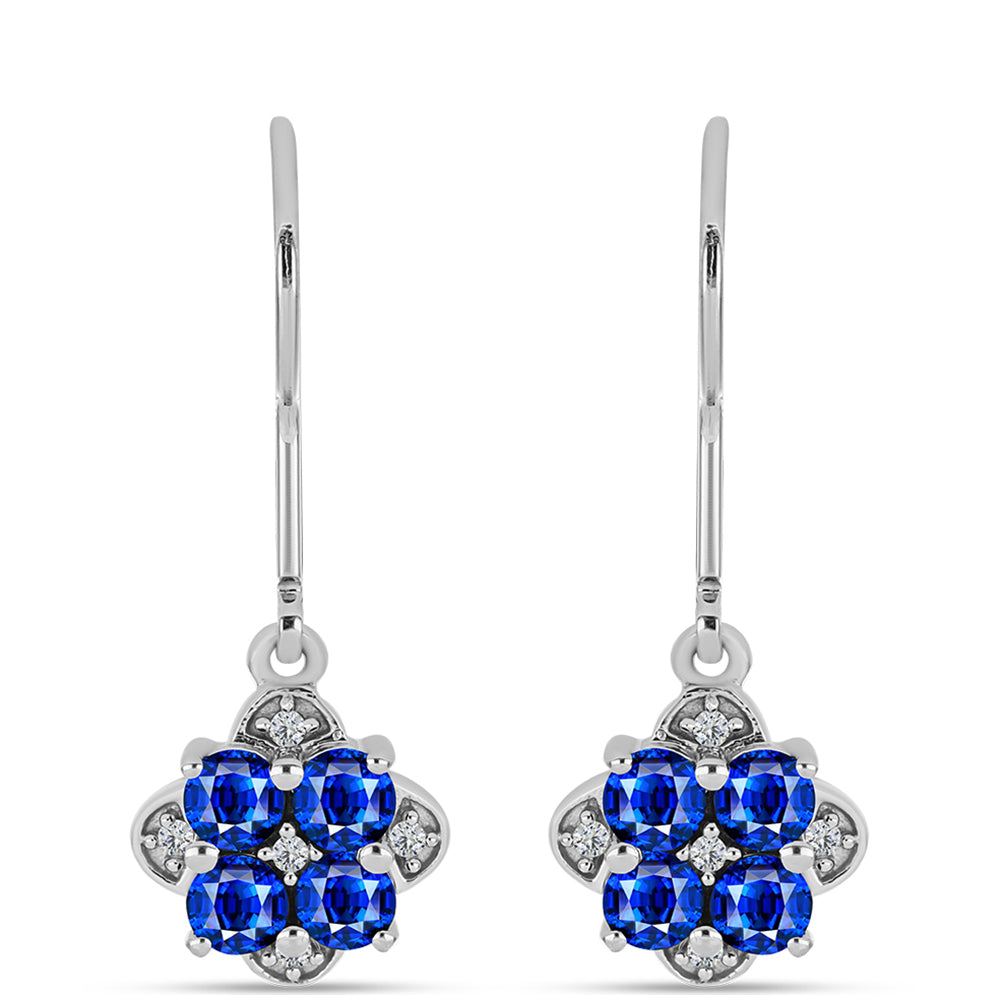 Silberohrringe mit australischem blauem Saphir und weißem Topas 1 