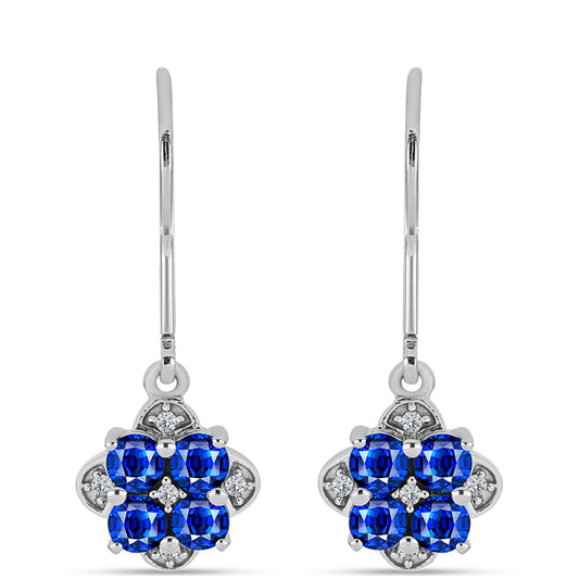 Silberohrringe mit australischem blauem Saphir und weißem Topas