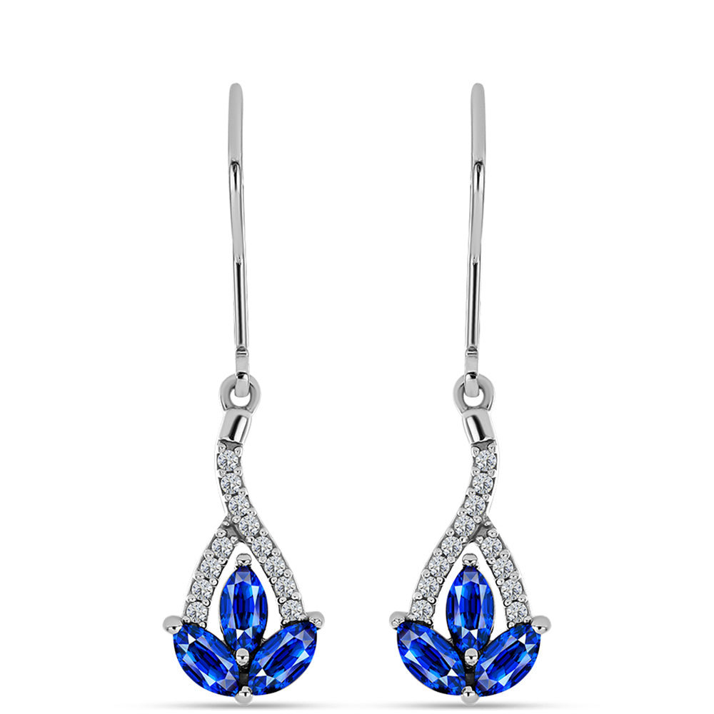 Silberohrringe mit australischem blauem Saphir und weißem Topas 1 