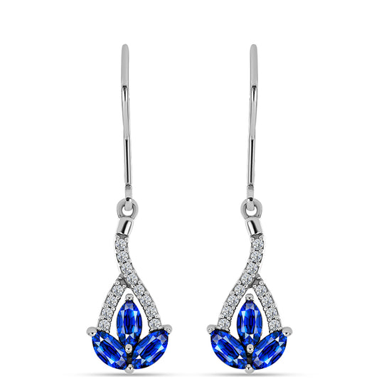 Silberohrringe mit australischem blauem Saphir und weißem Topas