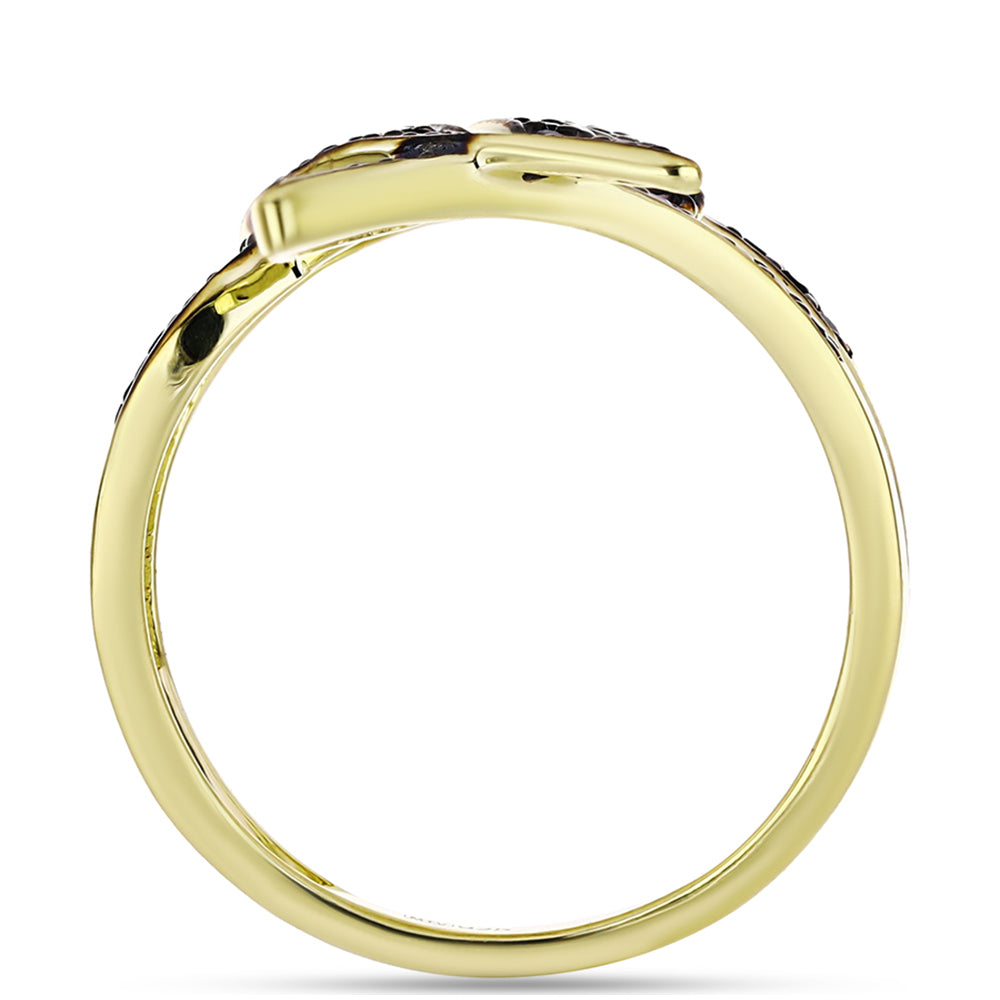 Goldplattierter Silberring mit schwarzem Spinell 2 