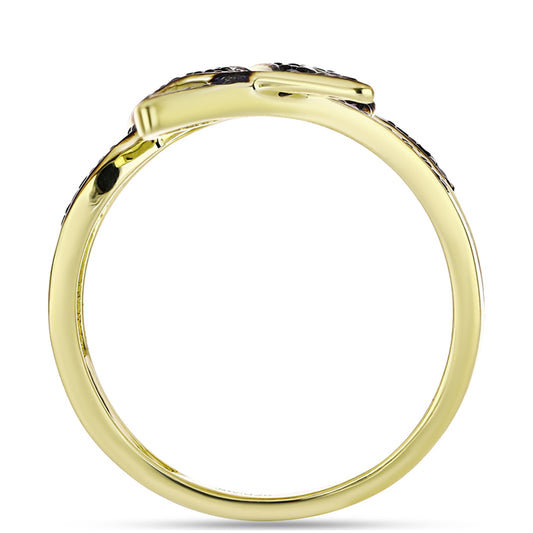 Goldplattierter Silberring mit schwarzem Spinell