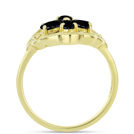 Goldplattierter Silberring mit schwarzem Spinell