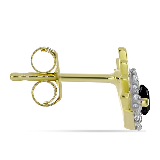 Goldplattierte Silberohrringe mit schwarzem Spinell und weißem Topas