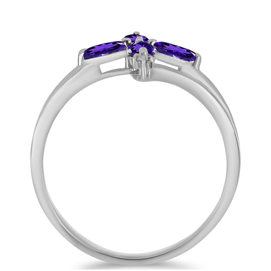 Silberring mit marokkanischem Amethyst und weißem Topas