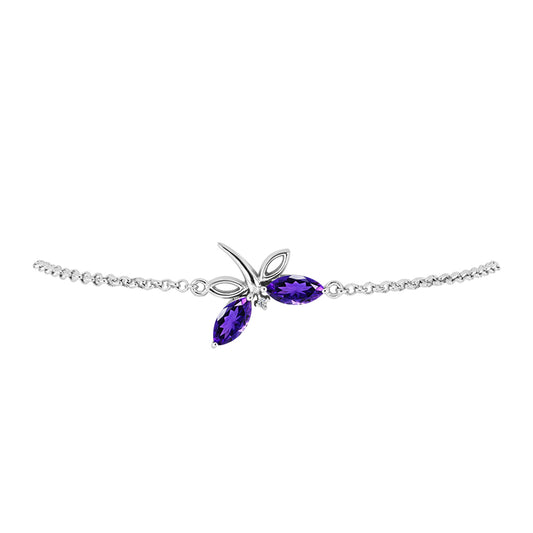 Silberarmband mit marokkanischem Amethyst und weißem Topas