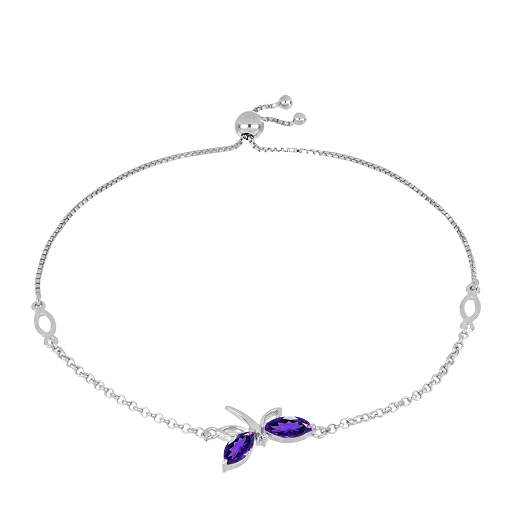 Silberarmband mit marokkanischem Amethyst und weißem Topas 1 