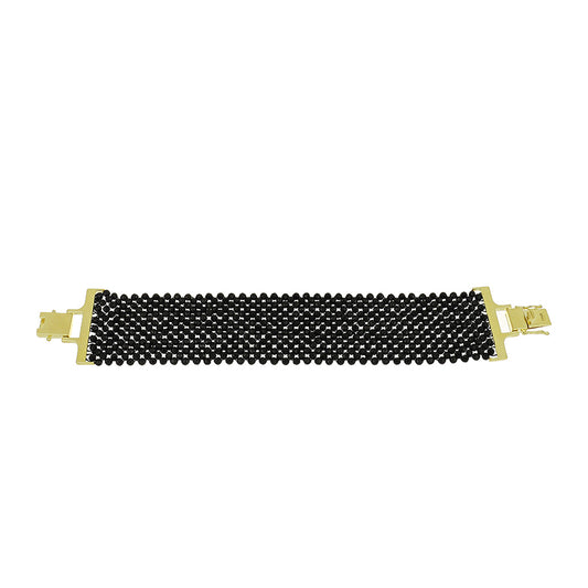 Goldplattiertes Silberarmband mit schwarzem Spinell