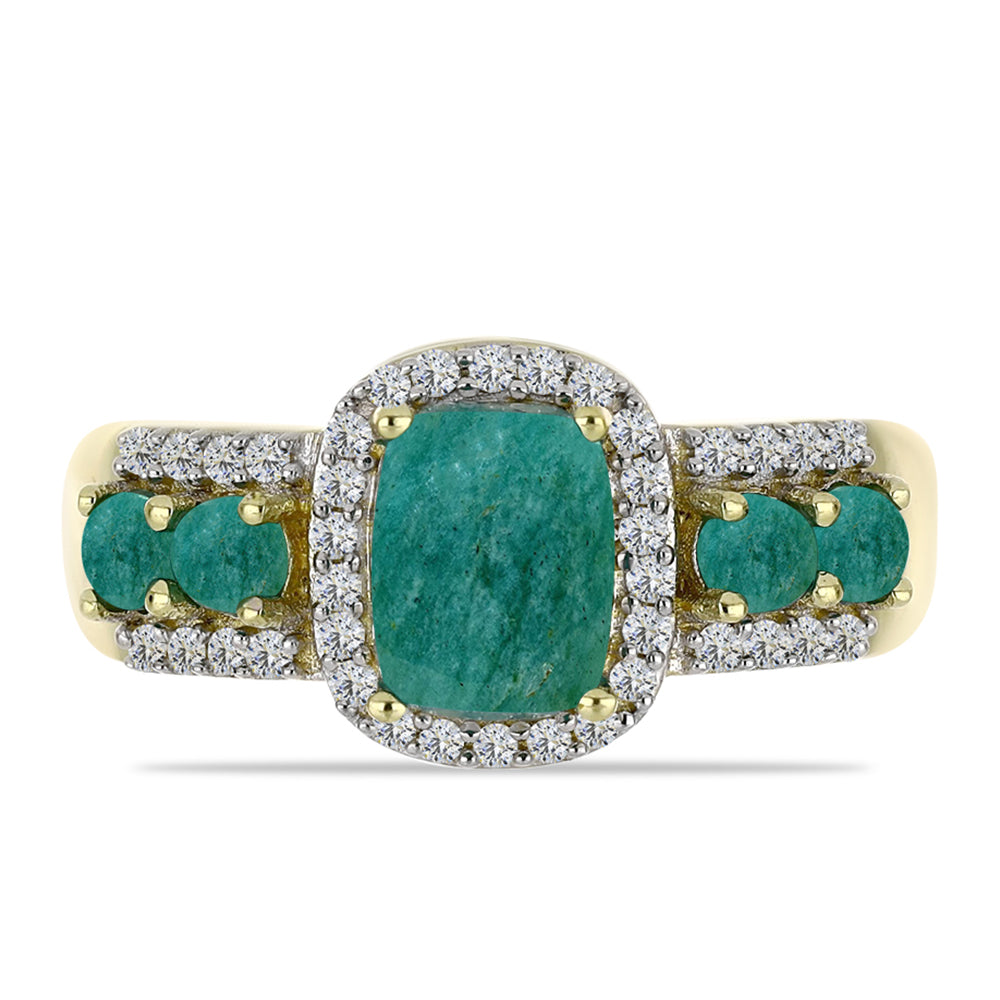 Goldplattierter Silberring mit Amazonit und weißem Topas 1 