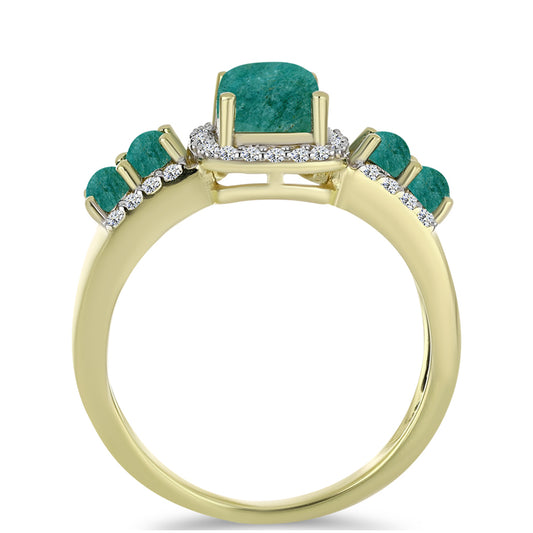 Goldplattierter Silberring mit Amazonit und weißem Topas