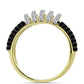 Goldplattierter Silberring mit schwarzem Spinell und weißem Topas