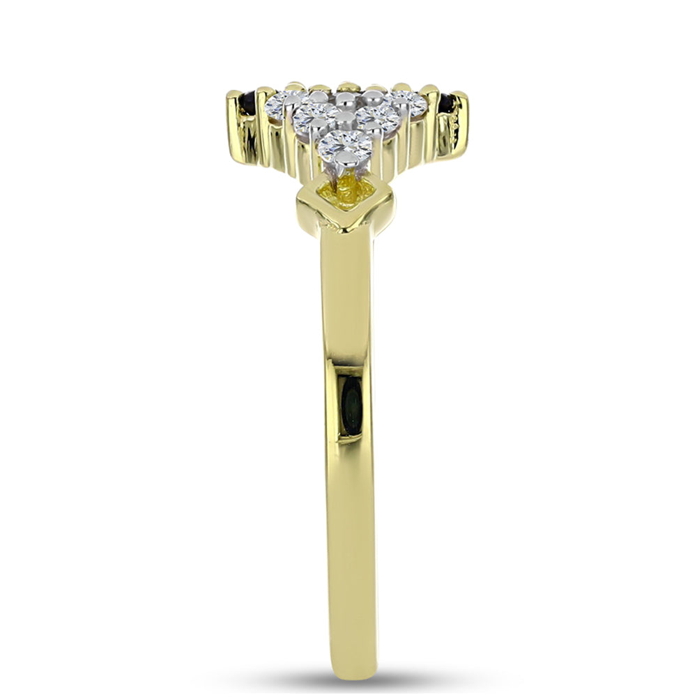 Goldplattierter Silberring mit schwarzem Spinell und weißem Topas 4 