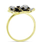 Goldplattierter Silberring mit schwarzem Spinell und weißem Topas