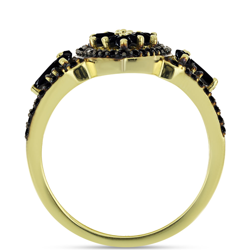 Goldplattierter Silberring mit schwarzem Spinell 2 