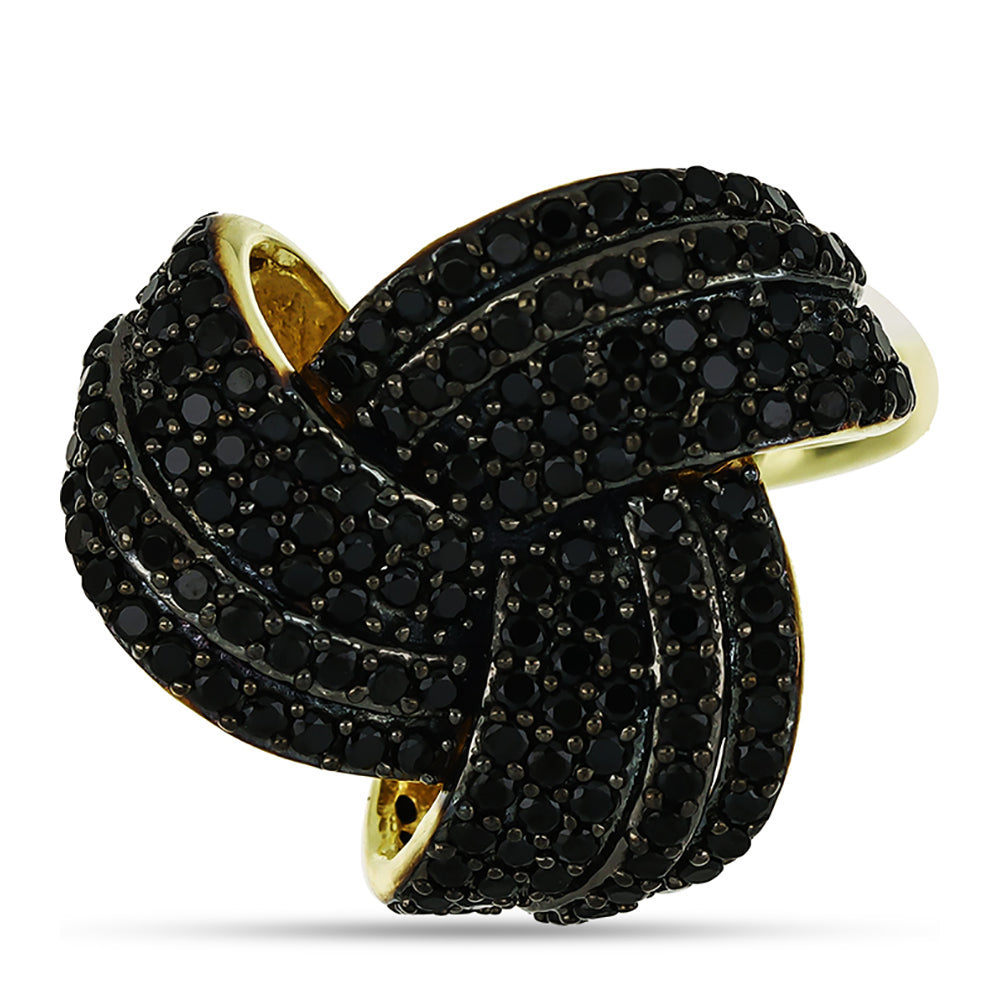 Goldplattierter Silberring mit schwarzem Spinell 1 