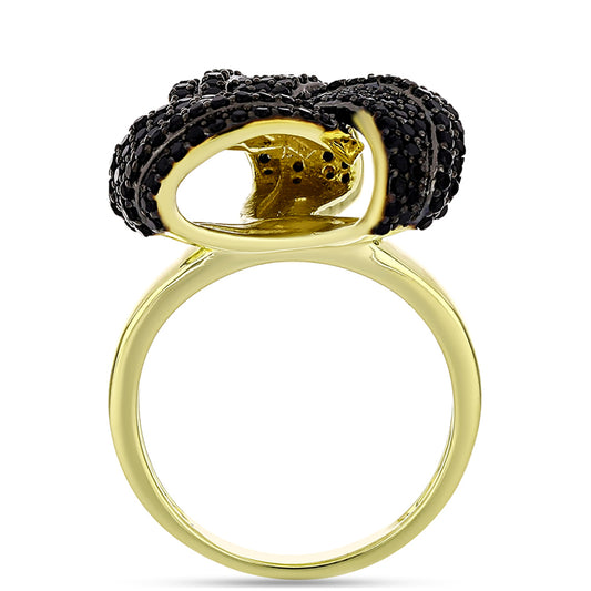 Goldplattierter Silberring mit schwarzem Spinell
