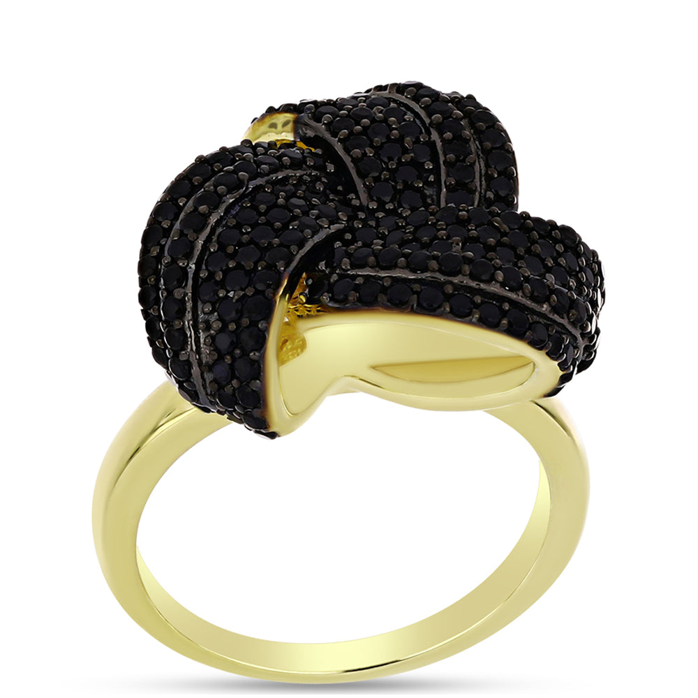 Goldplattierter Silberring mit schwarzem Spinell 3 