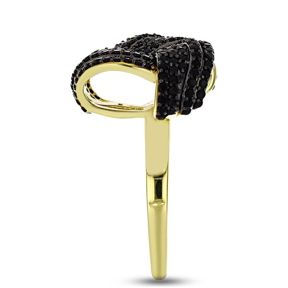 Goldplattierter Silberring mit schwarzem Spinell 4 