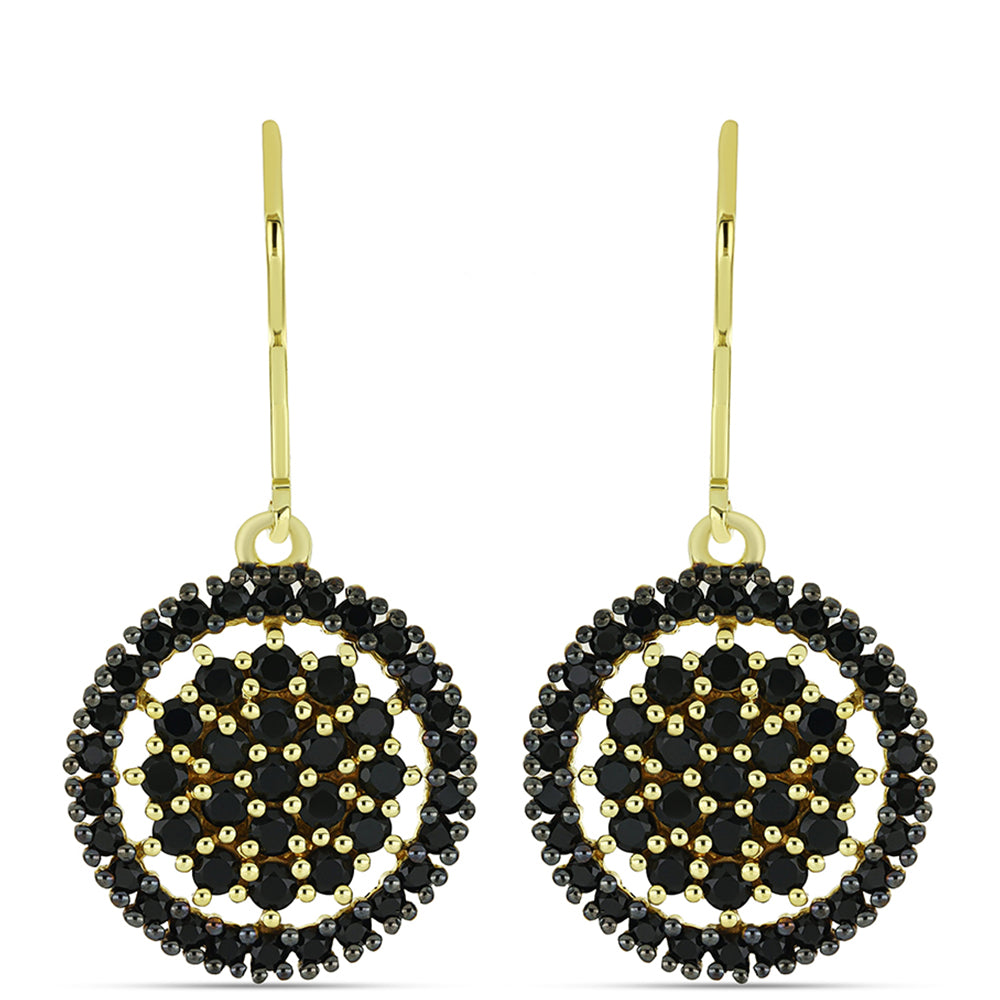 Goldplattierte Silberohrringe mit schwarzem Spinell 1 