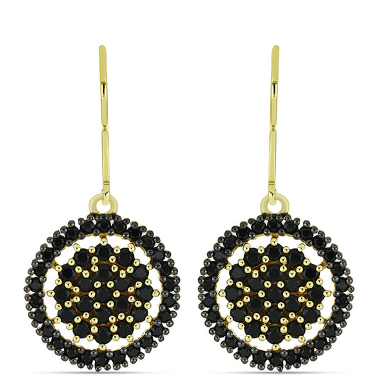 Goldplattierte Silberohrringe mit schwarzem Spinell