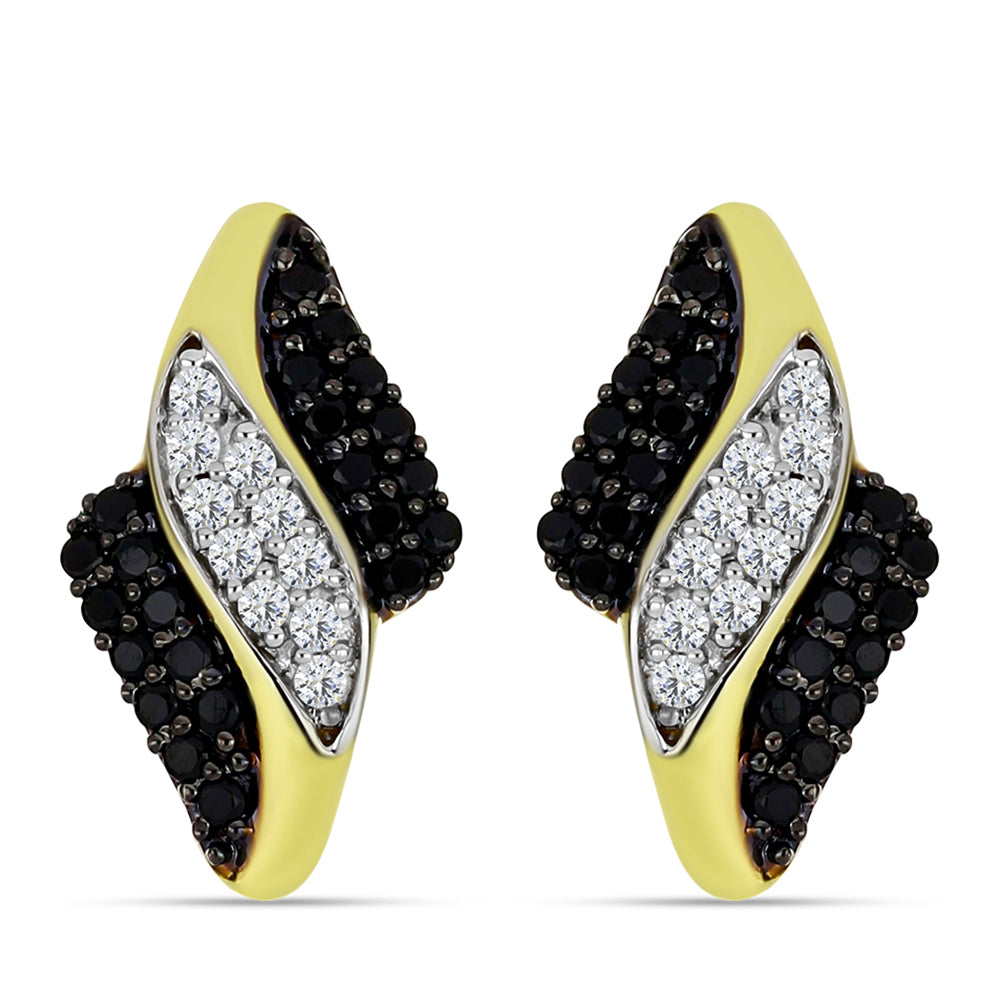 Goldplattierte Silberohrringe mit schwarzem Spinell und weißem Topas