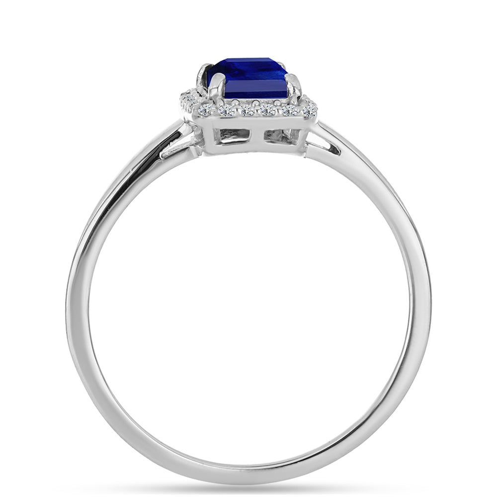 Silberring mit australischem blauem Saphir und weißem Topas 2 