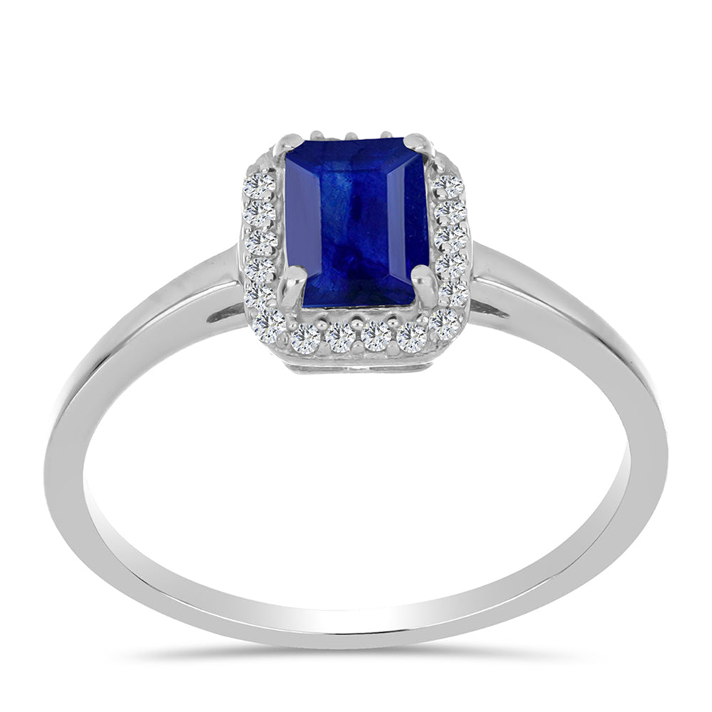 Silberring mit australischem blauem Saphir und weißem Topas