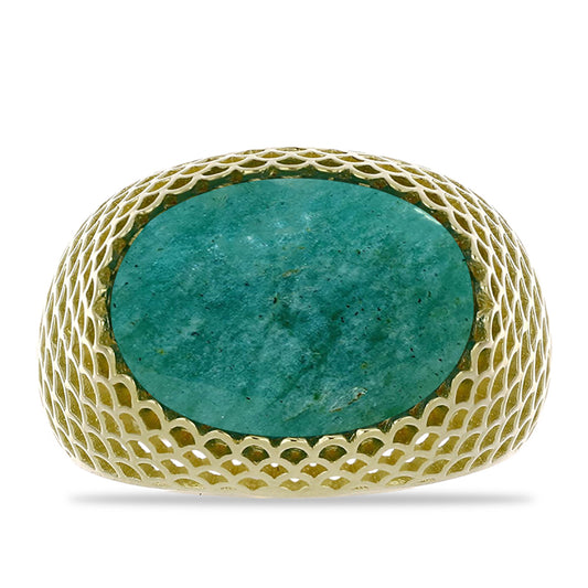 Goldplattierter Silberring mit Amazonit