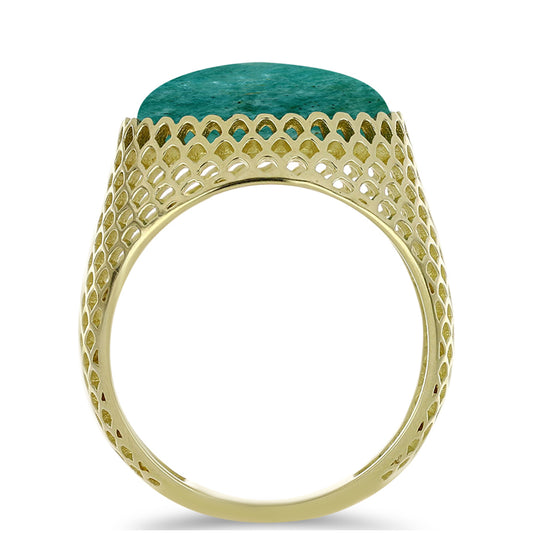 Goldplattierter Silberring mit Amazonit