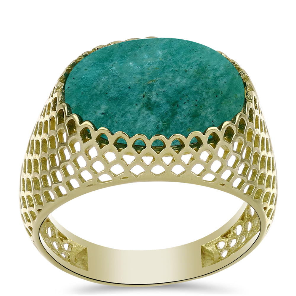 Goldplattierter Silberring mit Amazonit