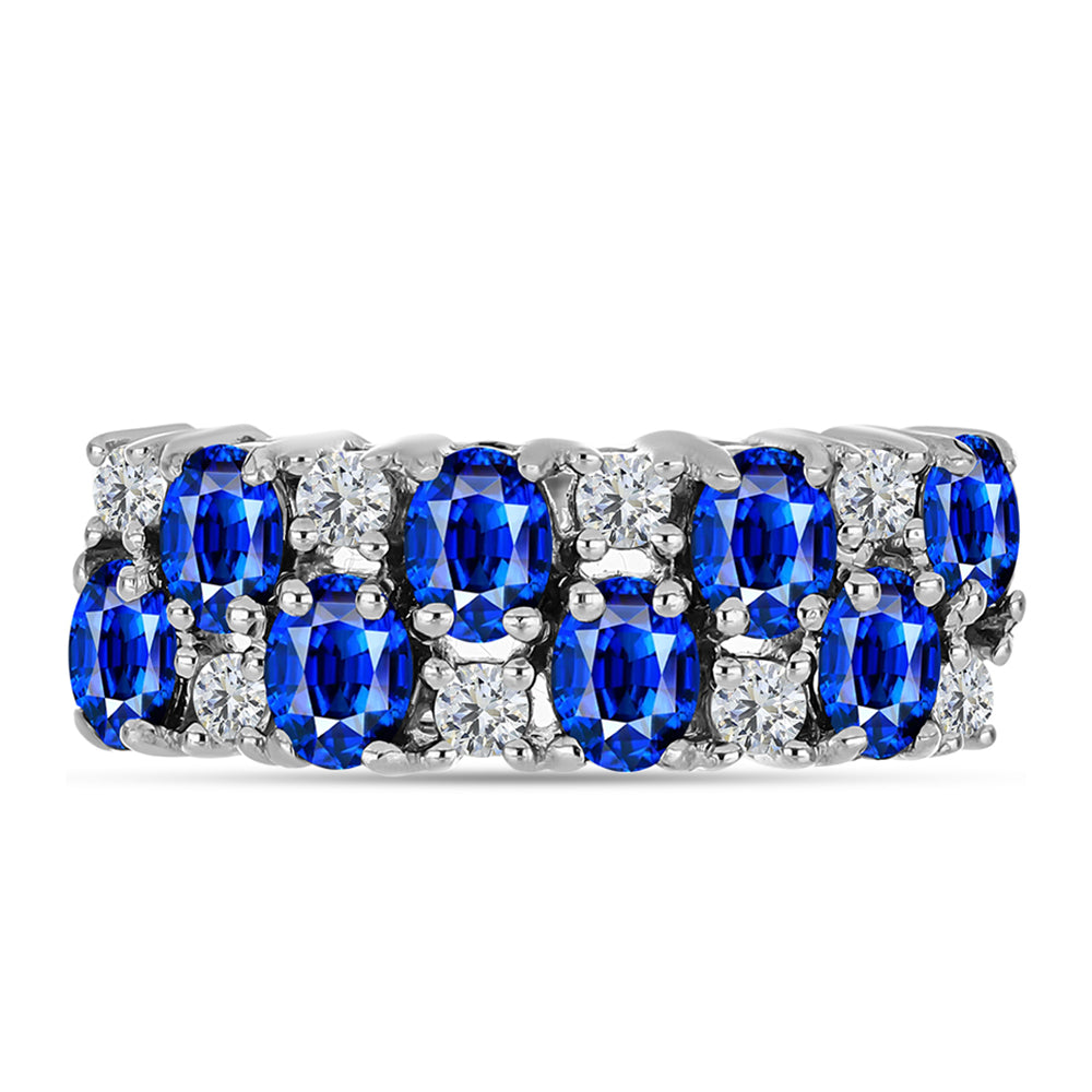 Silberring mit australischem blauem Saphir und weißem Topas 2 